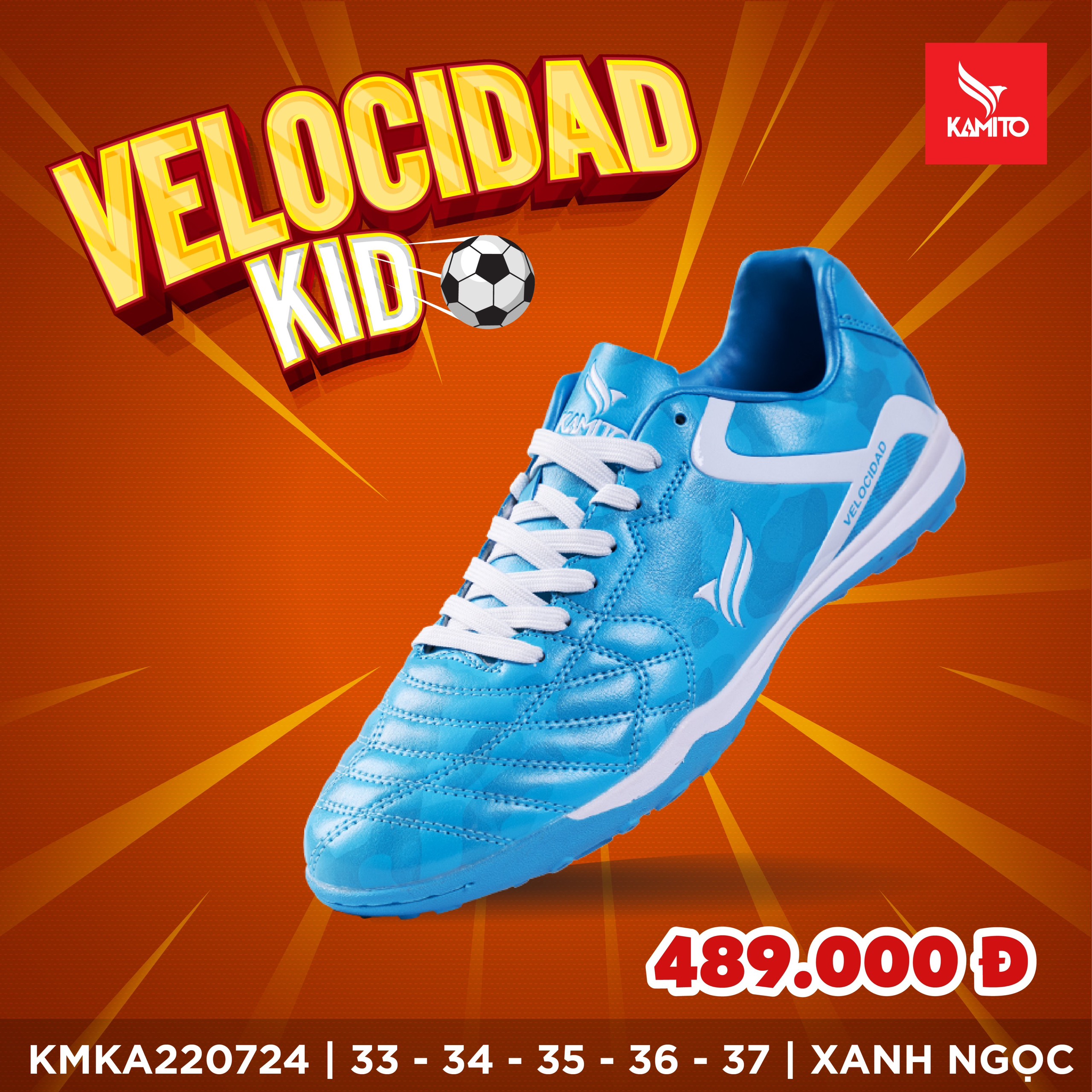 Giày Bóng đá trẻ em Kamito Velocidad Lengend-TF Kid Xanh