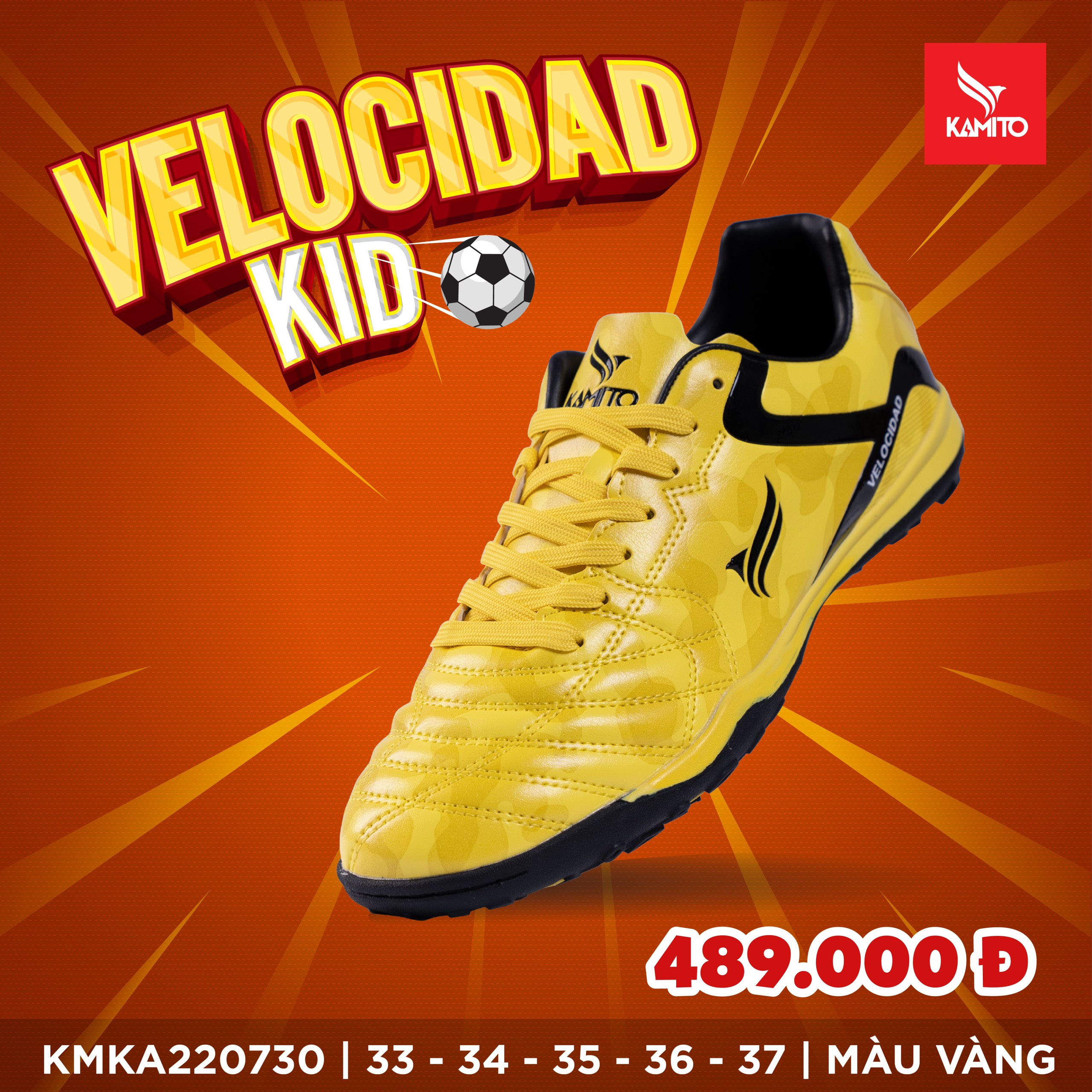 Giày Bóng đá trẻ em Kamito Velocidad Lengend-TF Kid Vàng