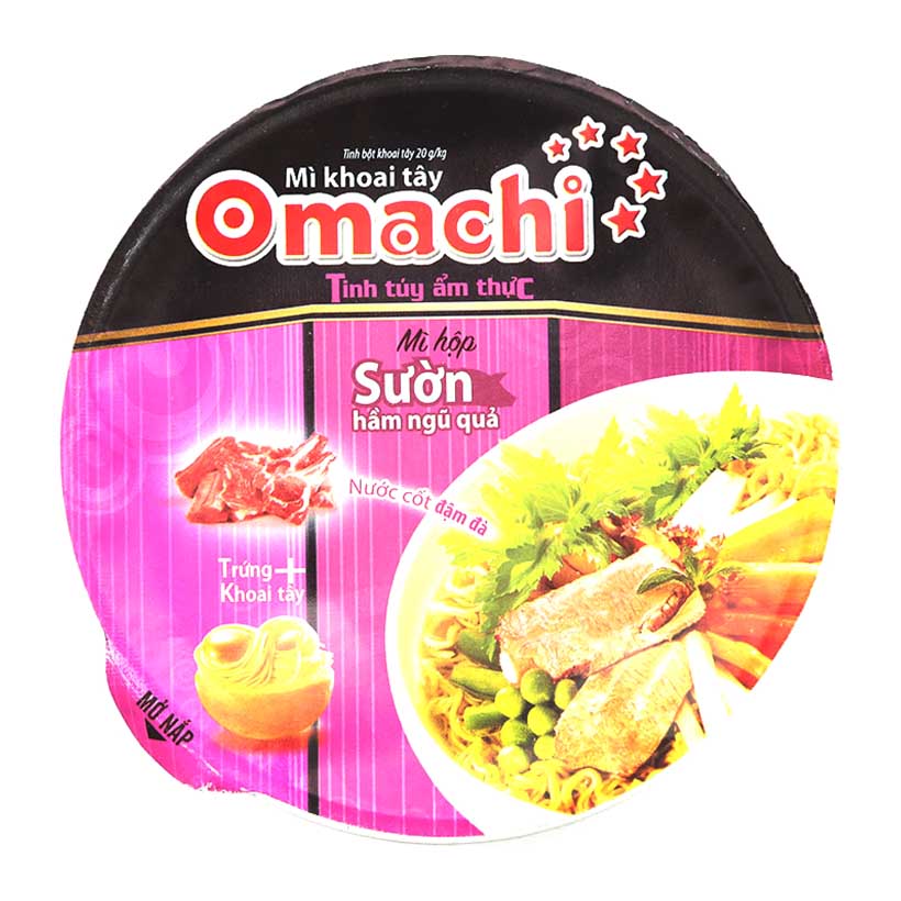 Mì khoai tây Omachi vị sườn hầm ngũ quả ly 68g