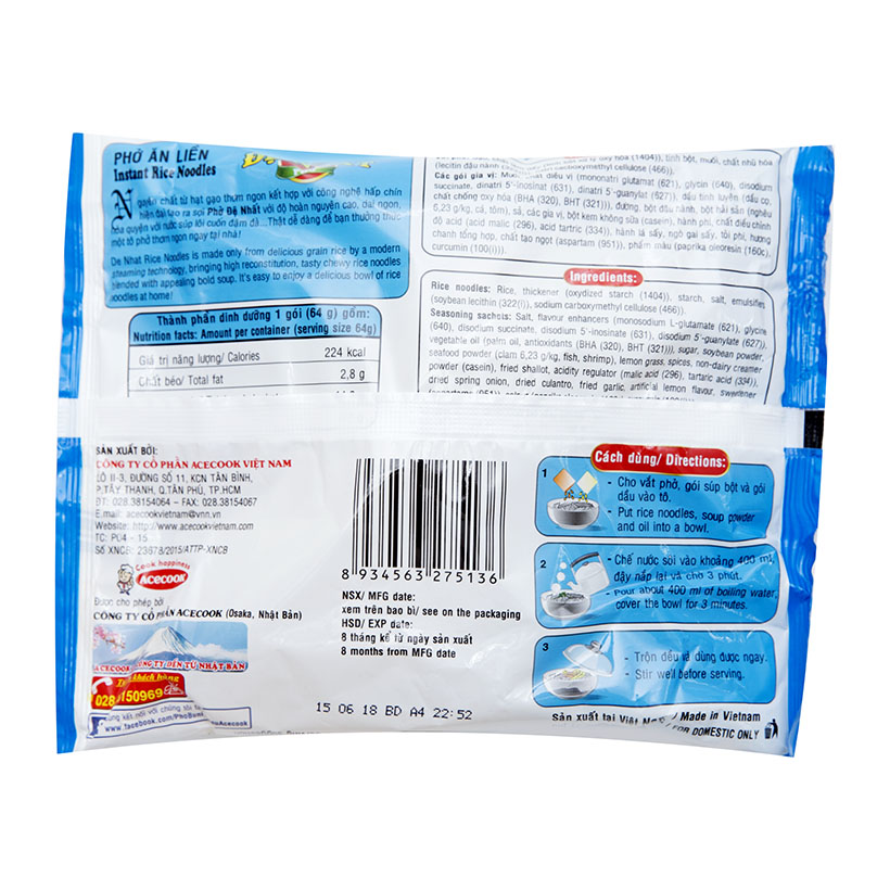 Phở nghêu chua cay Đệ Nhất gói 64g