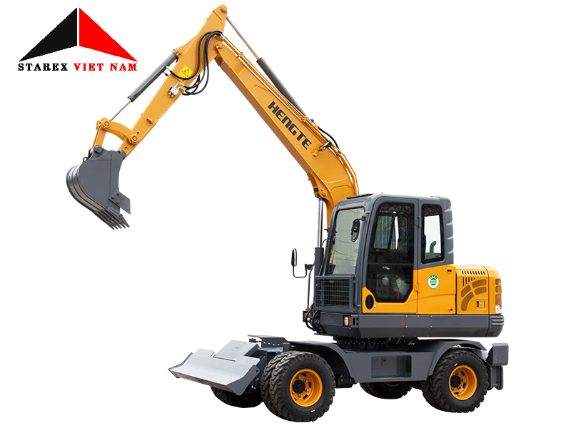 Máy xúc đào 03 bánh lốp Hengte HT80W