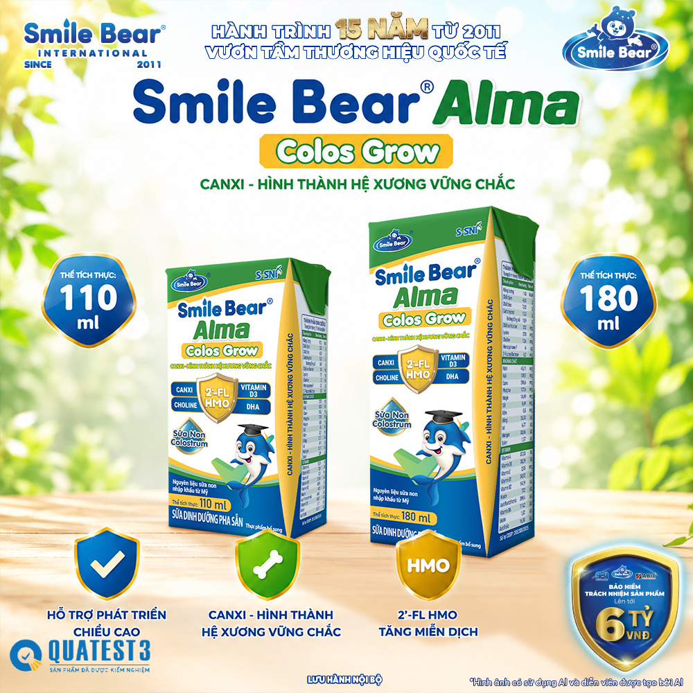 Sữa dinh dưỡng pha sẵn Smile Bear Alma Colos Grow