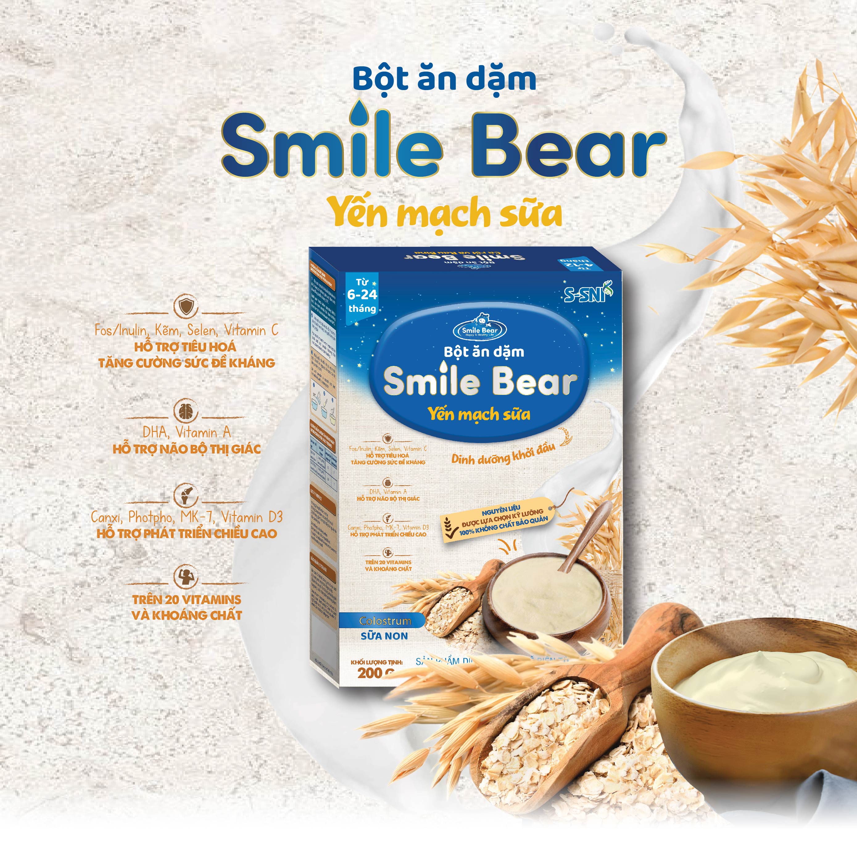 Bột ăn dặm Smile Bear - Yến mạch sữa