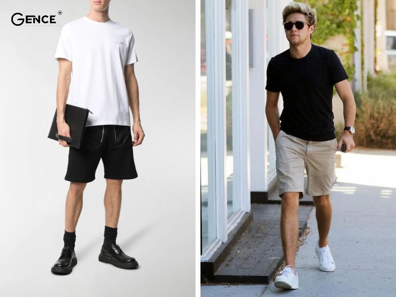 Áo thun mix cùng quần short nam