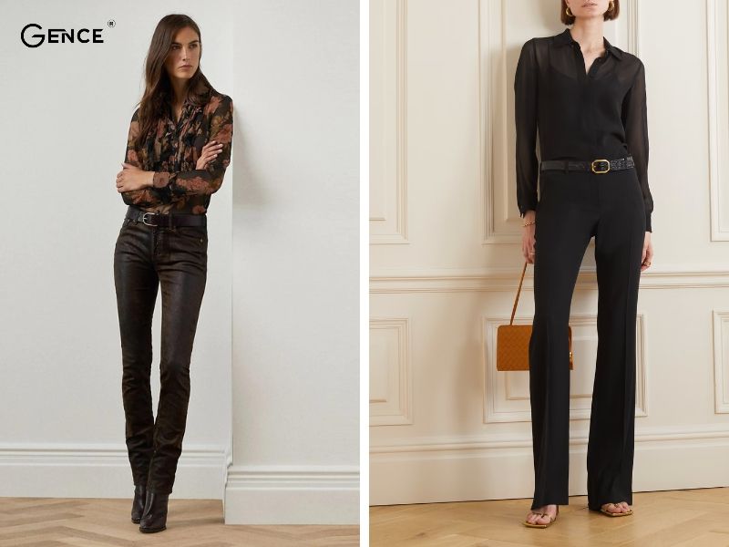 Áo vải chiffon phối đồ với quần jean đen nữ