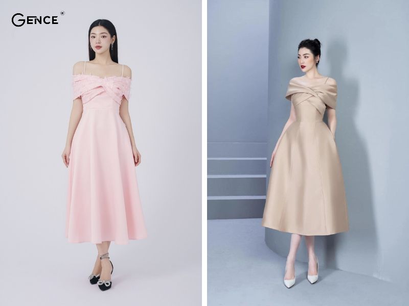 Đầm trễ vai yêu kiều