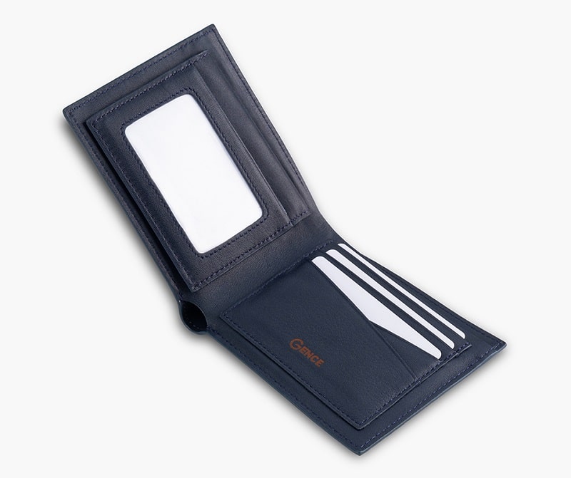 Bóp da nam đẹp gence C12 kiểu dáng hiện đại, màu xanh mới mẻ