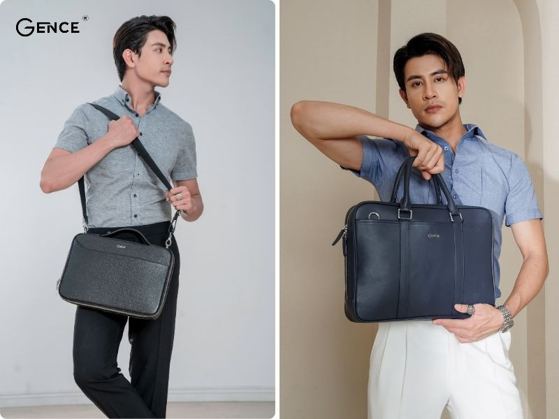 Áo polo phối cùng cặp da nam trẻ trung