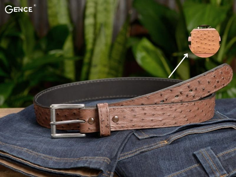 Thắt lưng da đà điểu có hoa văn độc đáo