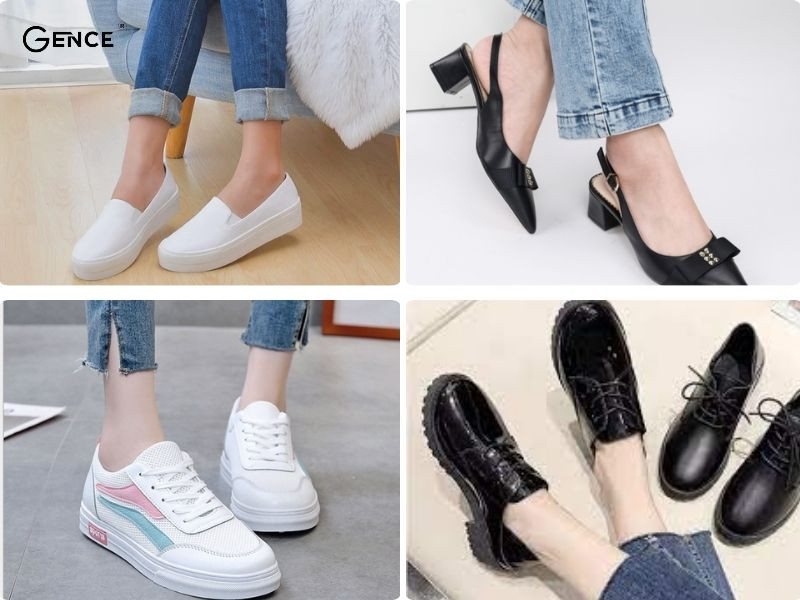 Các kiểu giày phối được cùng áo sơ mi trắng và quần jean nữ