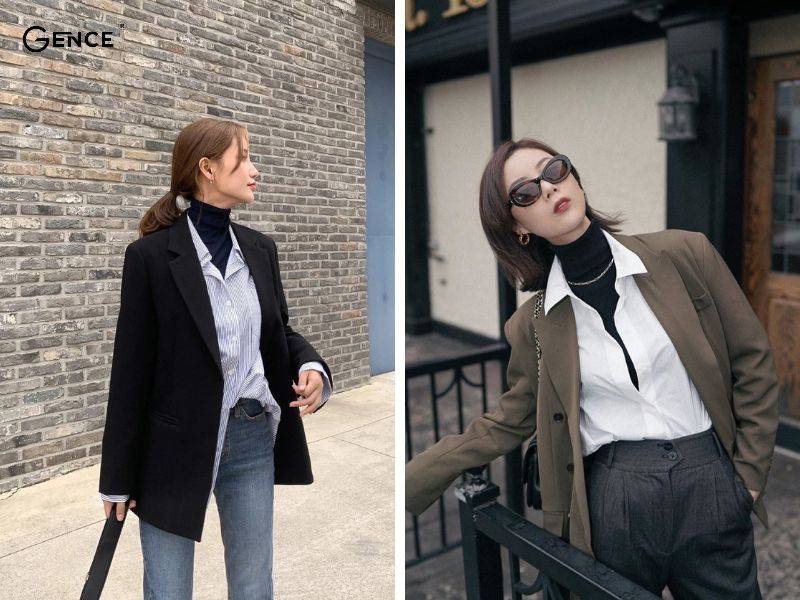 Áo sơ mi, áo len cổ lọ và blazer cá tính cho cô nàng
