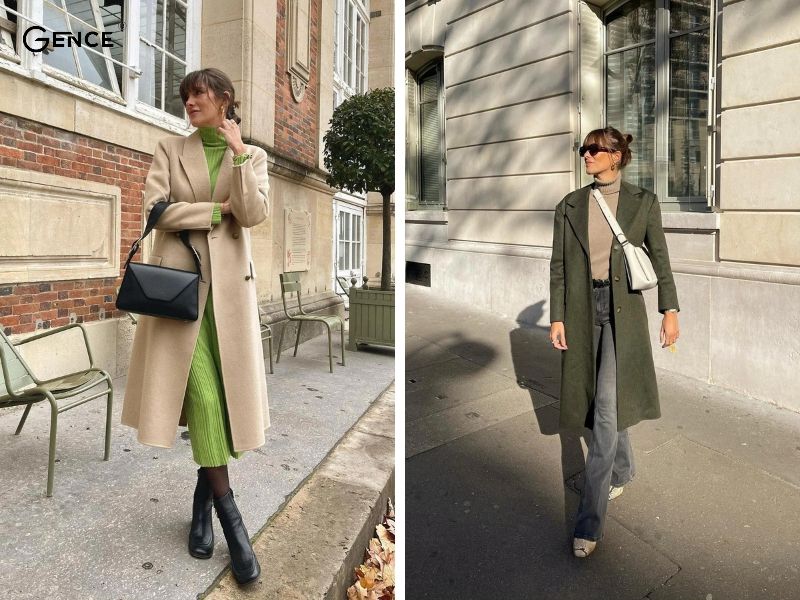 Cách phối đồ layer với áo len và áo khoác dáng dài