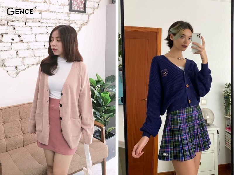 Năng động với set đồ cardigan và chân váy ngắn