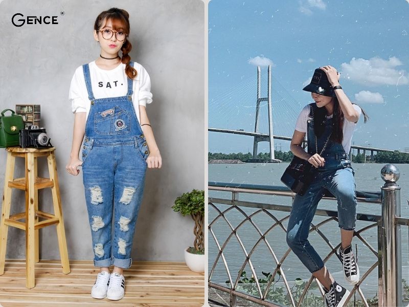 Diện mạo dễ thương, nữ tính khi phối quần yếm, áo thun