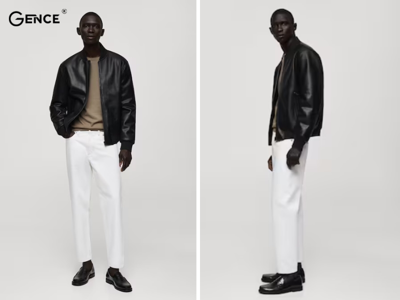 Áo da kết hợp với áo thun