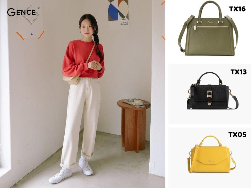 Túi xách nữ là phụ kiện không thể thiếu khi phối với sweater