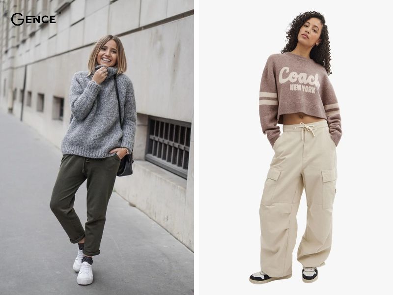 Phong cách casual với set đồ sweater và quần thể thao