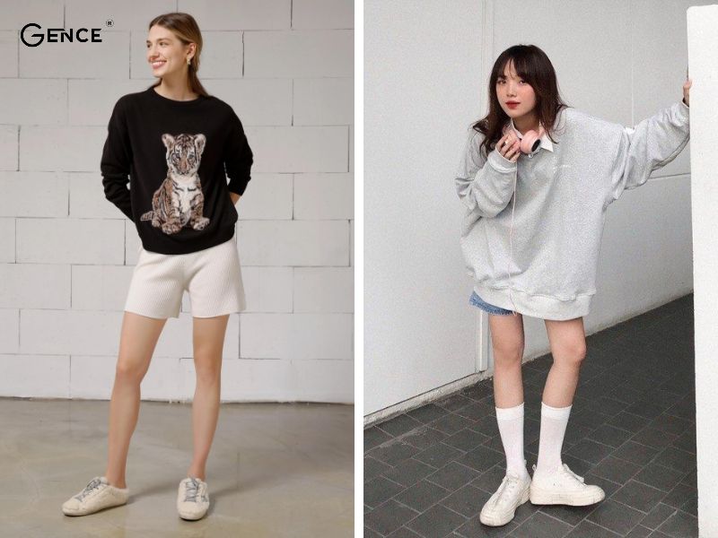 Năng động với set đồ quần short và sweater