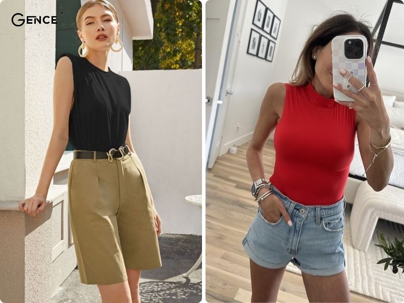 Phối áo tanktop, quần short thể hiện phong cách thời trang ấn tượng