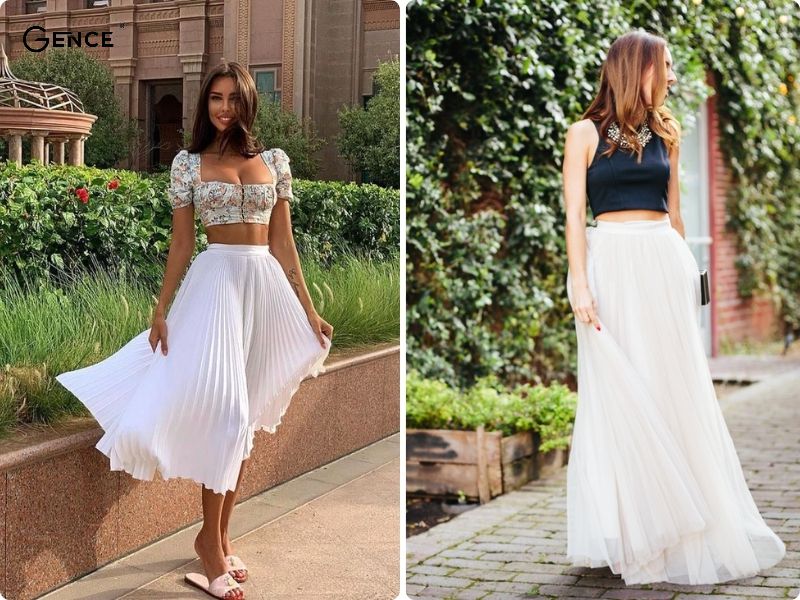 Áo croptop tay phồng hoặc corptop sát nách đều thể hiện sự nữ tính