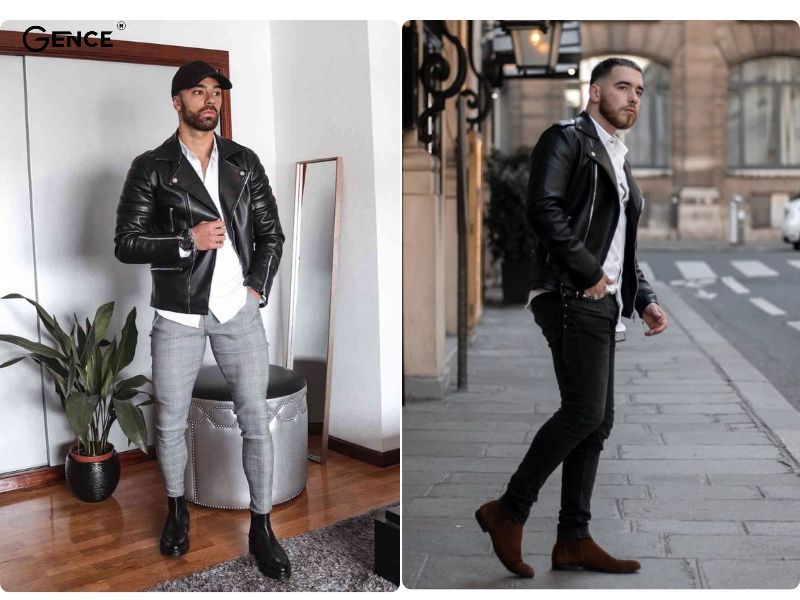 Cách phối đồ với chelsea boots nam cùng áo khoác da cá tính