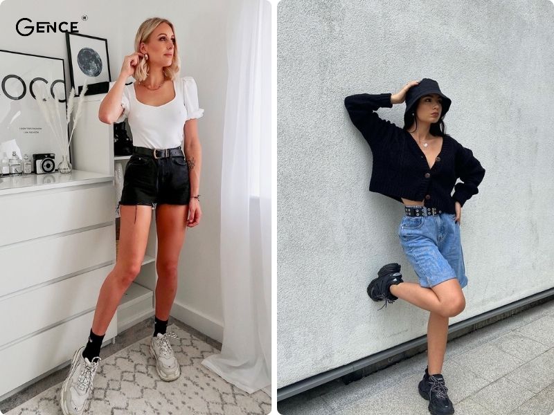 Diện đồ đi chơi cùng balenciaga triple s và quần short