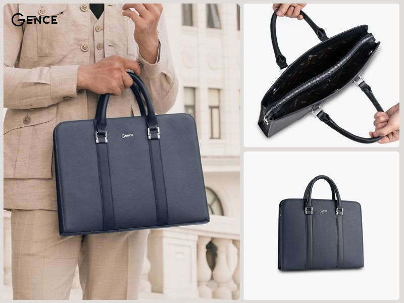 CDX16 da bò Epsom màu xanh khóa kéo