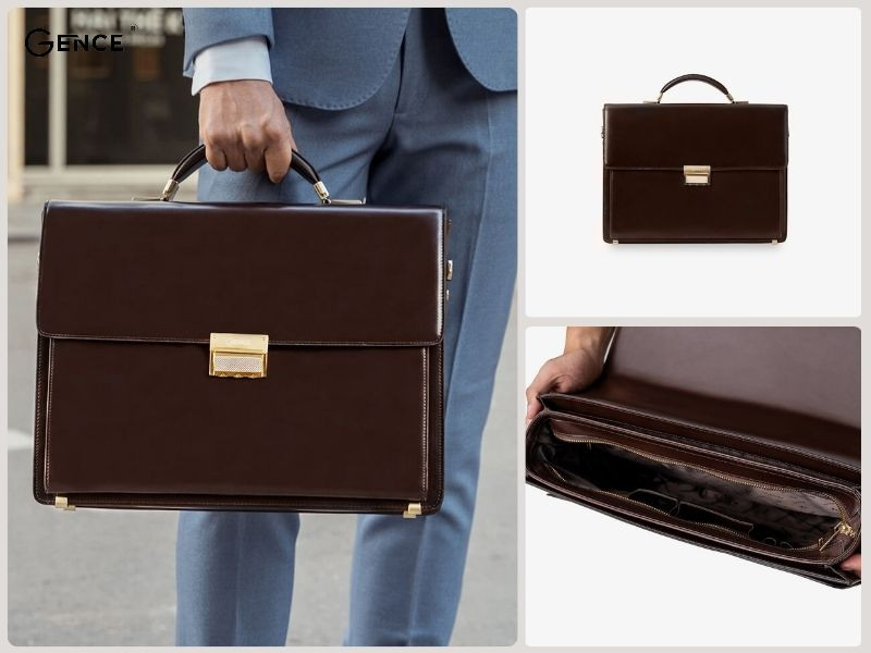 CTS09 da bò Box vuông vắn màu nâu khóa số