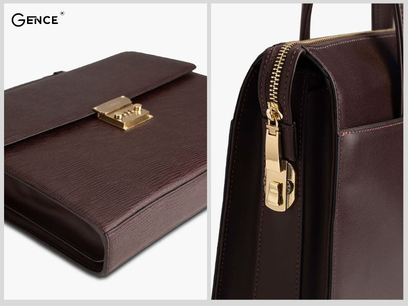 Gence thiết kế khóa số ở các vị trí thuận tiện trên cặp da