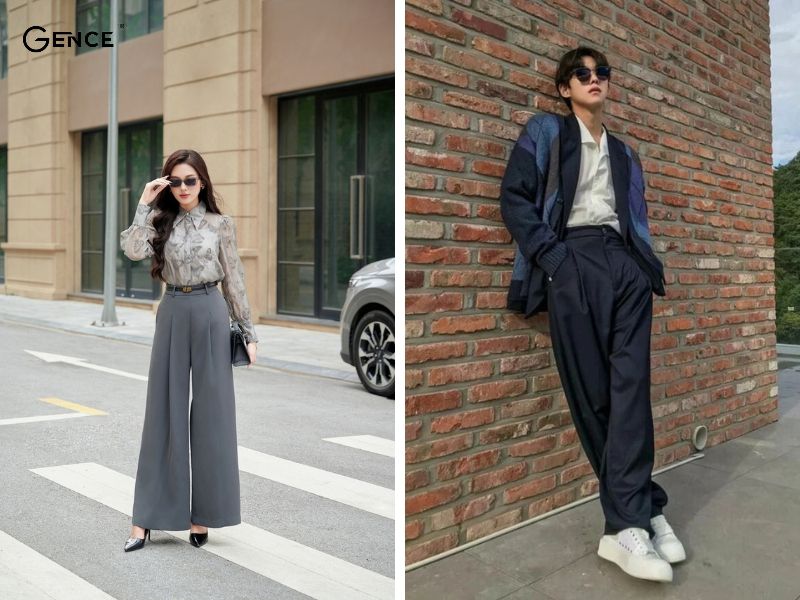 Quần ống rộng che đi khuyết điểm đôi chân