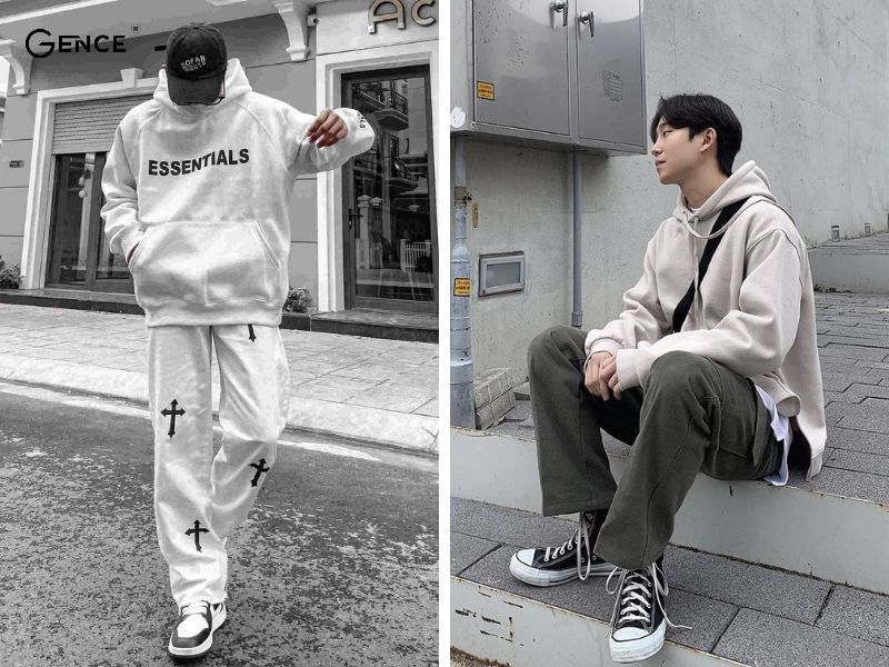 Mix-match quần hoodie với quần ống thụng