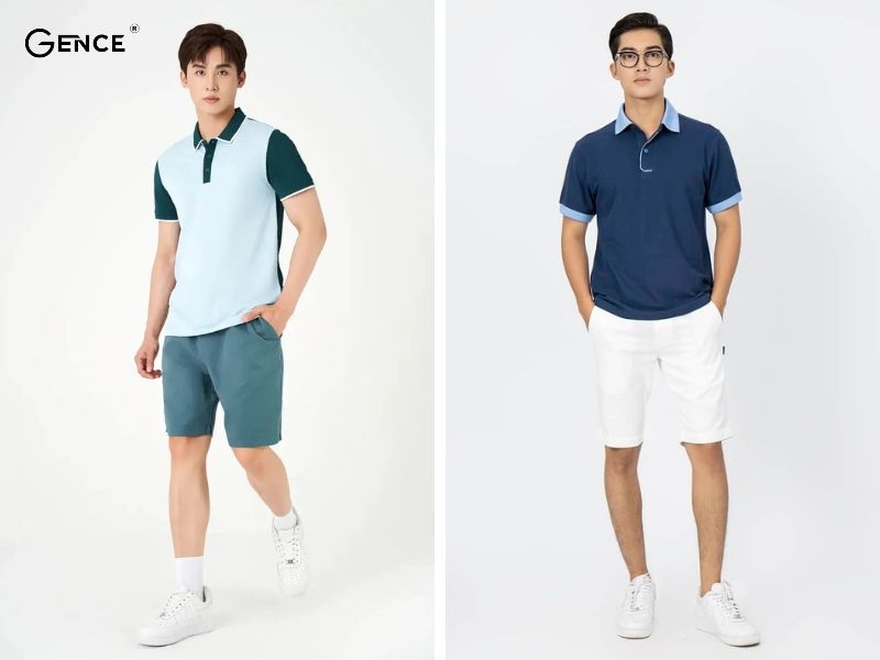 Phối áo polo với quần short cho nam