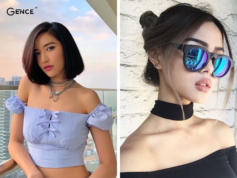 Áo trễ vai phối cùng vòng choker là sự kết hợp hoàn hảo