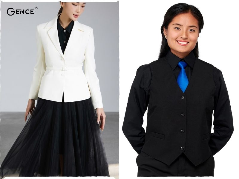 Chọn vest hoặc blazer phối cùng áo sơ mi đen