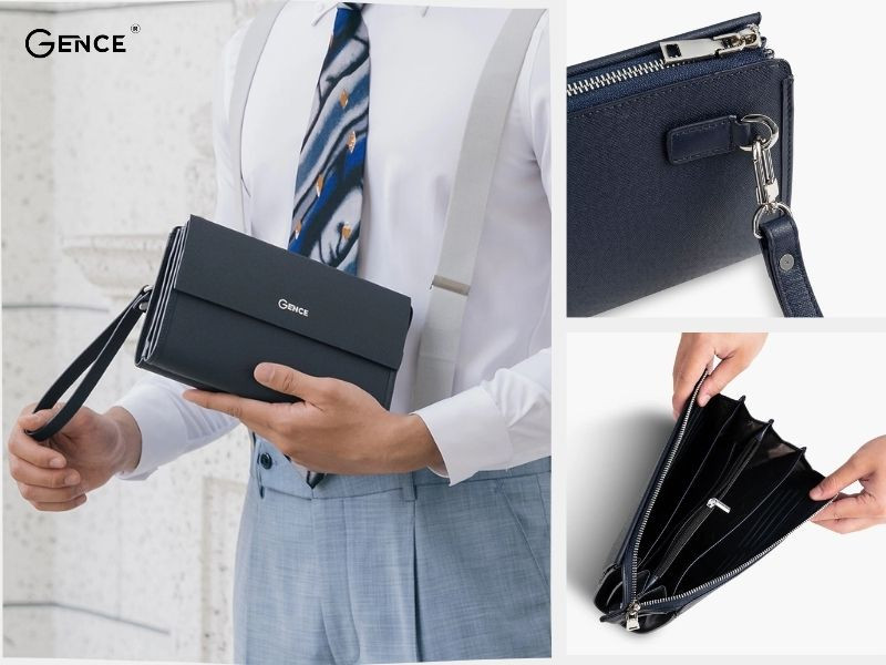 HT07 - clutch một khóa màu xanh da bò Taiga