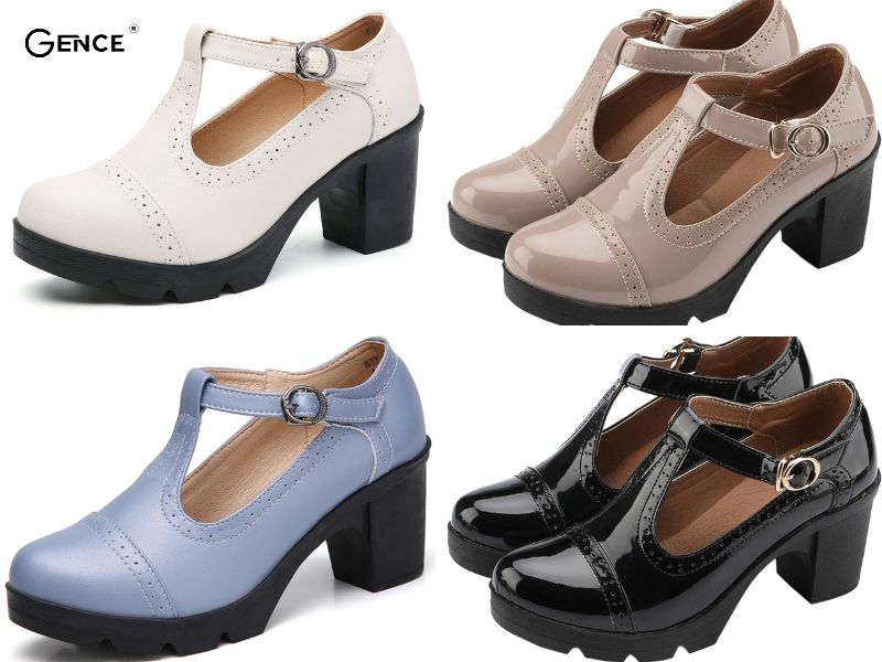 Dadawen Classic T-Strap Platform Mid-Heel thiết kế hiện đại