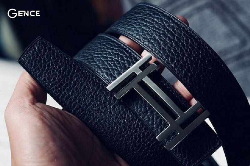 Dây thắt lưng da Togo cho nam giới màu đen thanh lịch