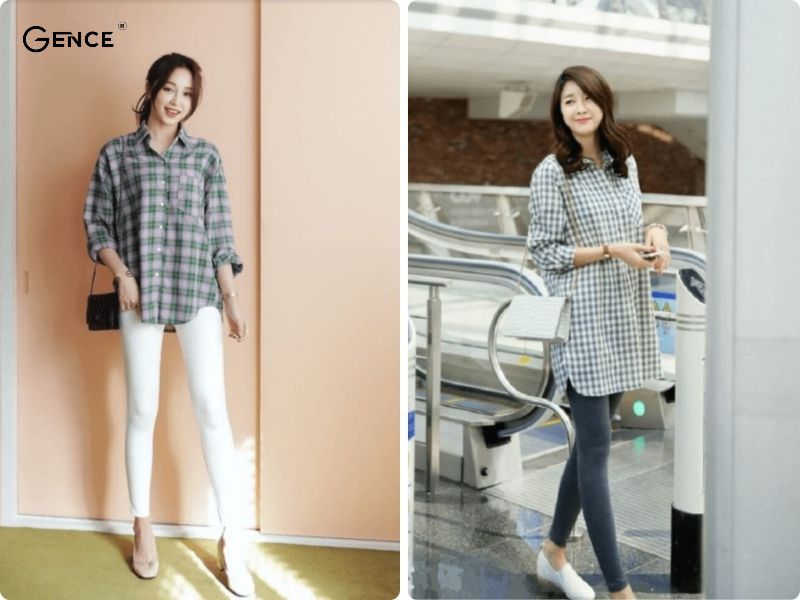 Diện phong cách layer cùng sơ mi kẻ sọc nữ