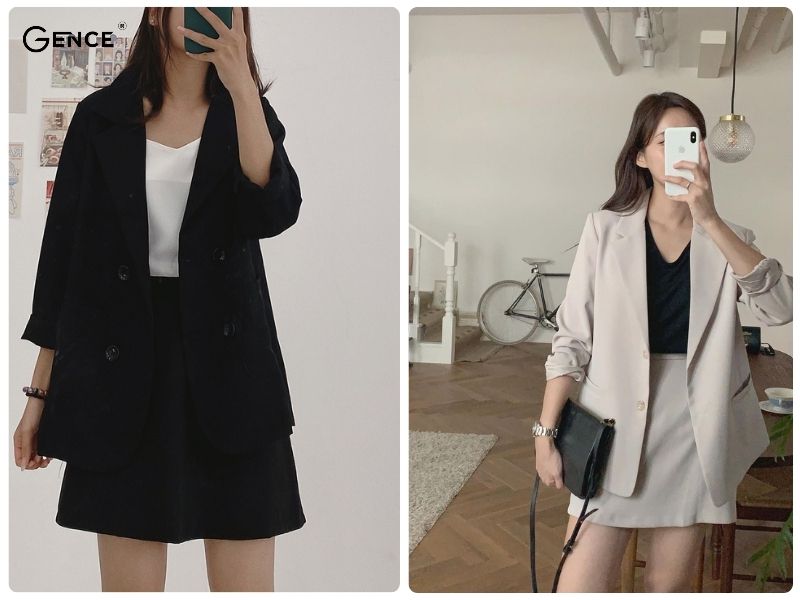 Diện đồ công sở chuyên nghiệp áo blazer, chân váy chữ A