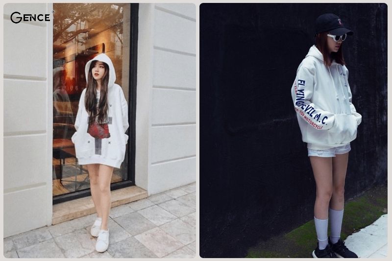 Diện hoodie cùng quần short nữ đi chơi ngày đông
