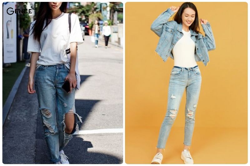 Diện quần jean cùng giày sneaker cho style năng động