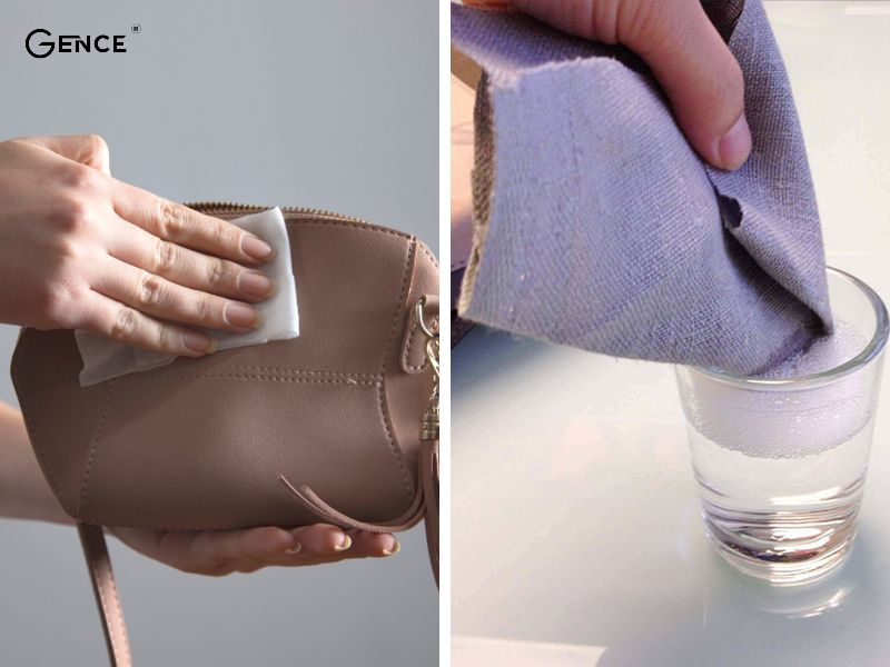 Dung dịch giấm ăn hỗ trợ vệ sinh túi giả da rất tốt