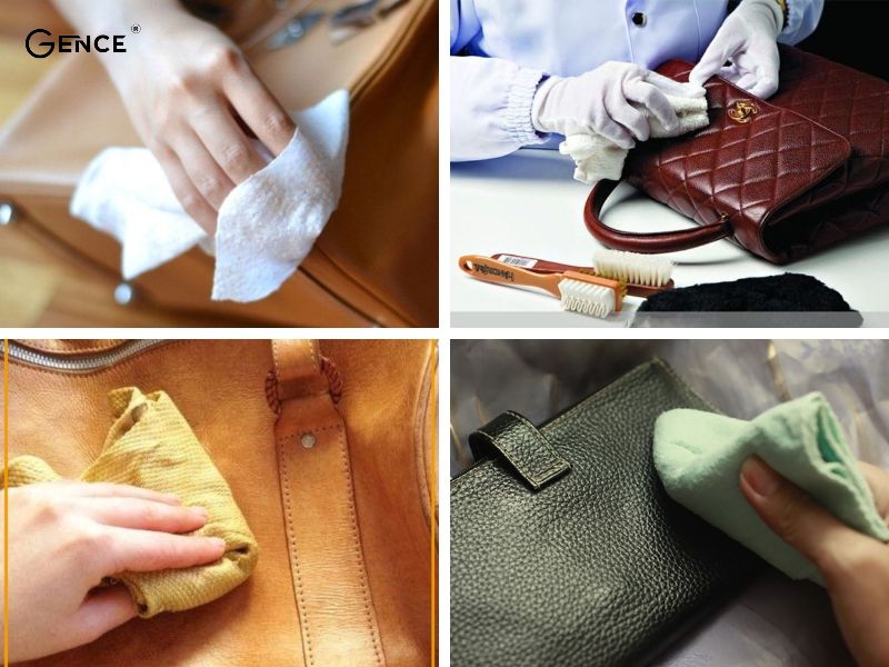 Dùng khăn mềm lau khô thay vì đem túi đi giặt