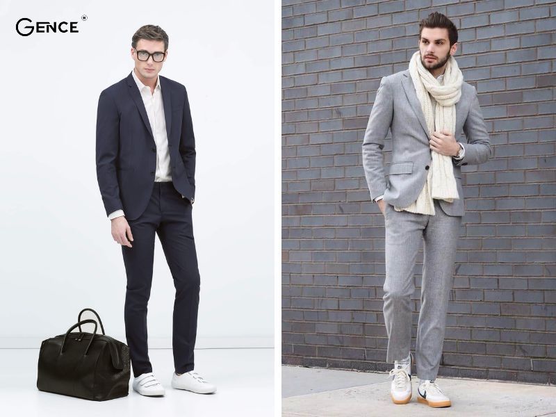 Giày Sneaker phối cùng với vest thể hiện sự trẻ trung