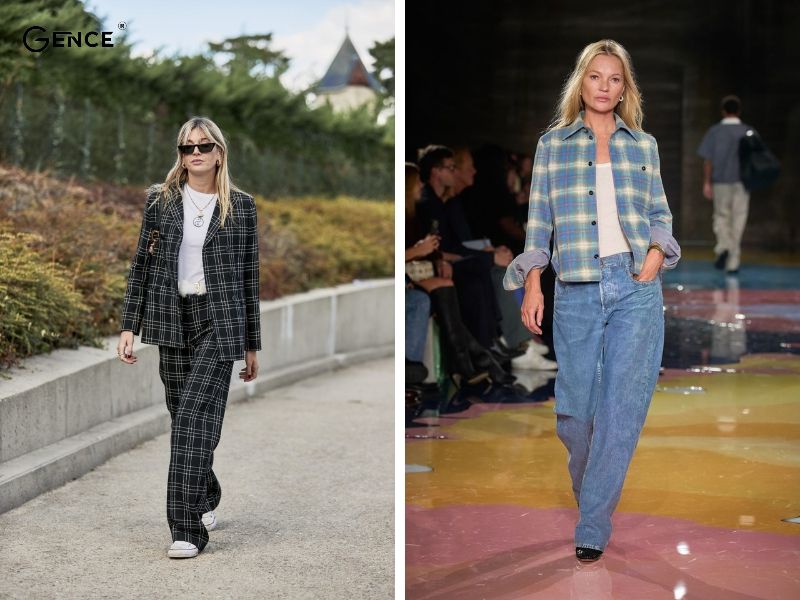 Phối áo phông và áo sơ mi kẻ caro