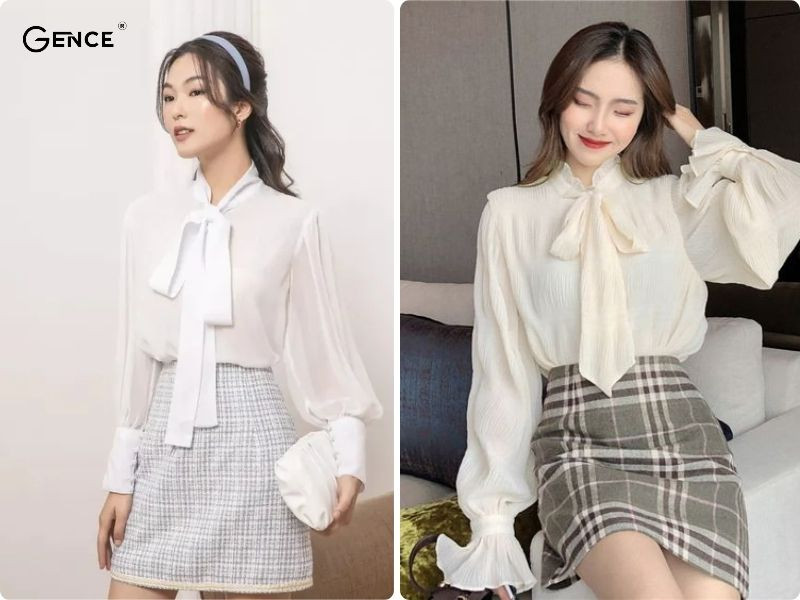 Sự nữ tính và thanh lịch khi phối áo blouse cùng chân váy caro