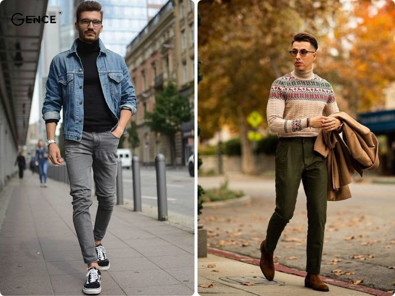 Nhiều kiểu giày có thể phối cùng áo len nam