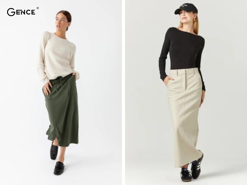 Thanh lịch với outfit công sở váy midi và áo jumper