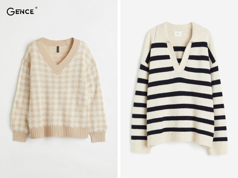 Thiết kế áo jumper cổ chữ V tạo điểm nhấn