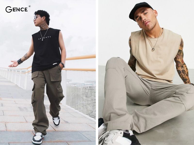 Kết hợp áo ba lỗ mát mẻ cùng quần túi hộp nam